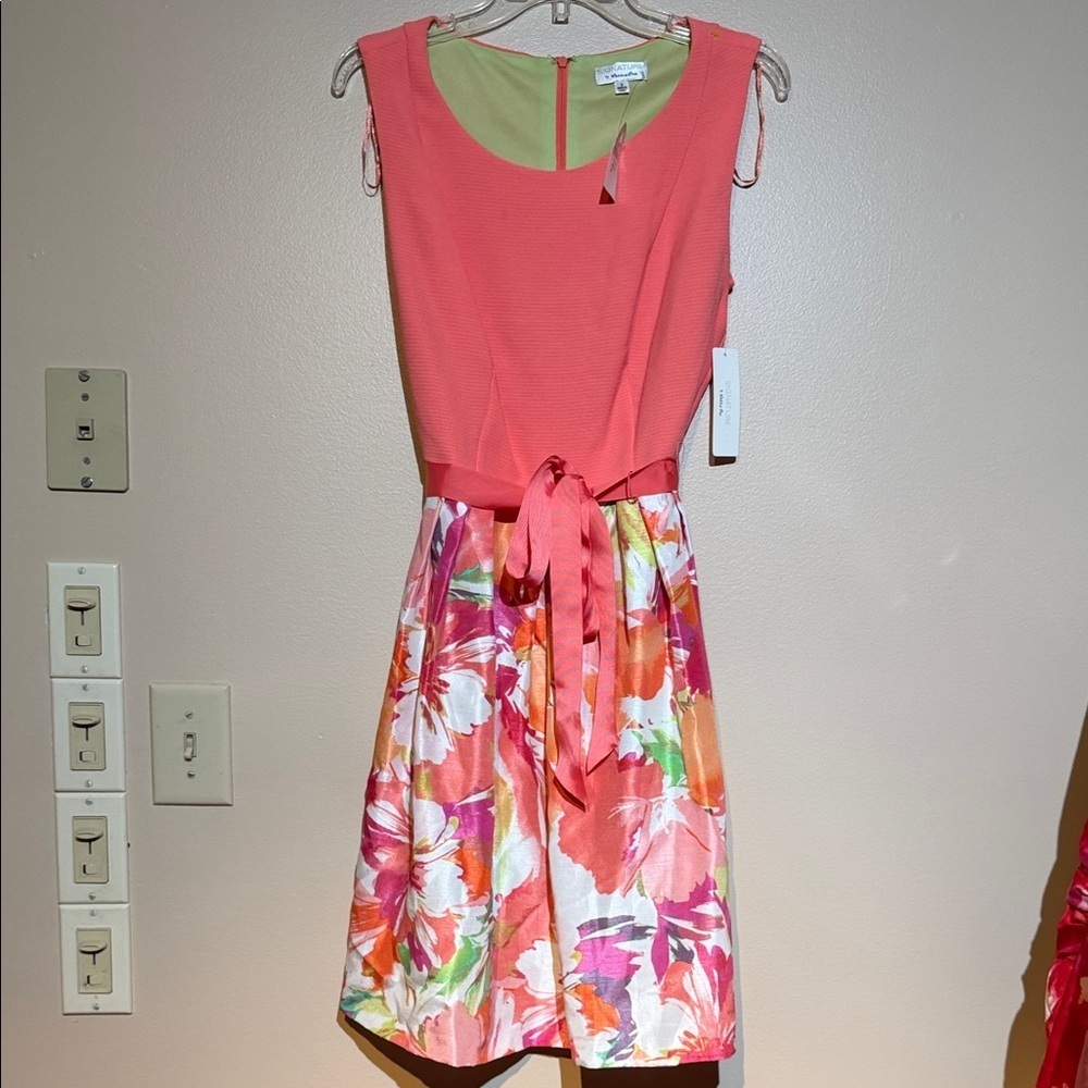 Signature by Robbie Bee Green and Pink Dress
